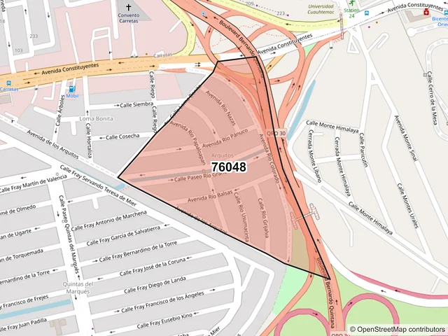 Mapa del código postal 76048, Querétaro, Querétaro