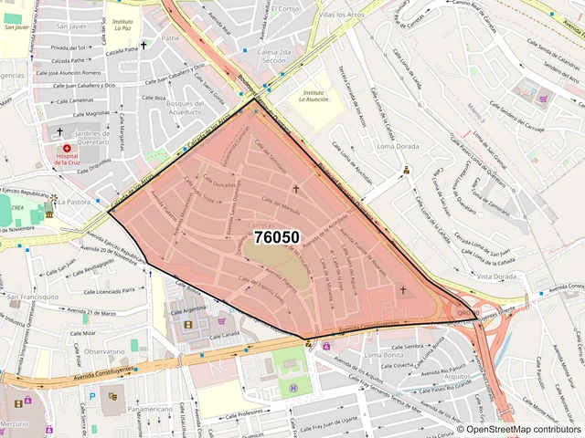 Mapa del código postal 76050, Querétaro, Querétaro