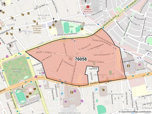 Mapa del código postal 76058, Querétaro, Querétaro