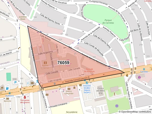 Mapa del código postal 76059, Querétaro, Querétaro