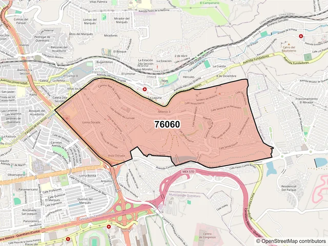Mapa del código postal 76060, Querétaro, Querétaro