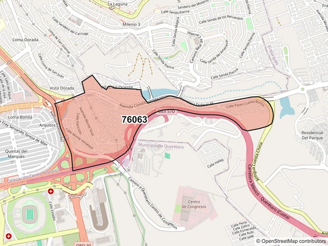 Mapa del código postal 76063, Querétaro, Querétaro