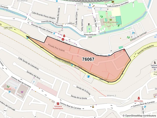 Mapa del código postal 76067, Querétaro, Querétaro