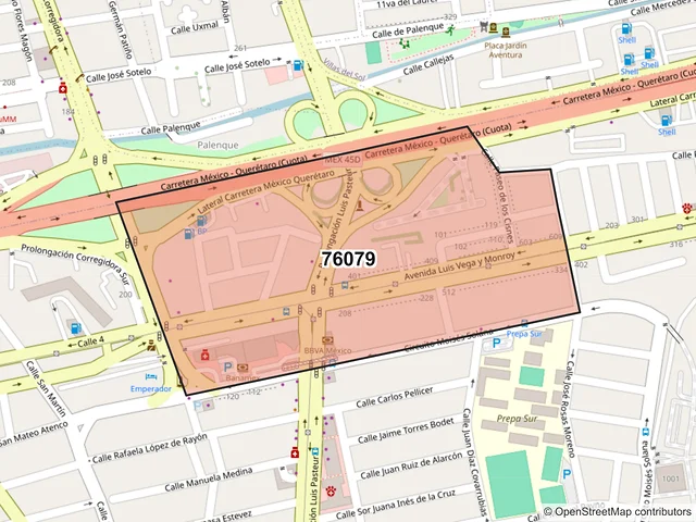 Mapa del código postal 76079, Querétaro, Querétaro