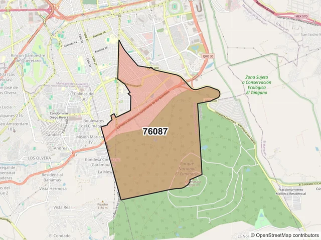 Mapa del código postal 76087, Querétaro, Querétaro