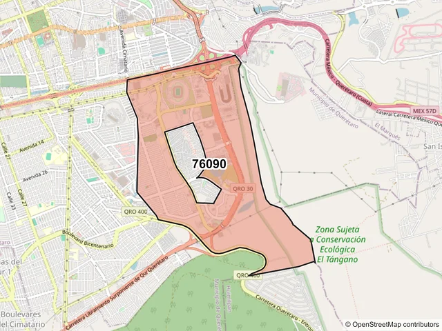 Mapa del código postal 76090, Querétaro, Querétaro