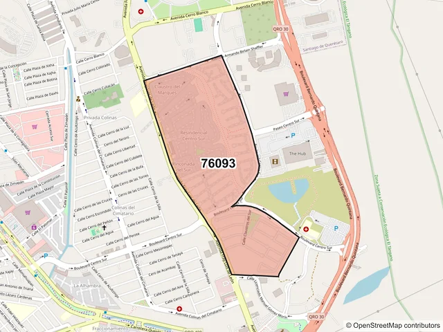 Mapa del código postal 76093, Querétaro, Querétaro