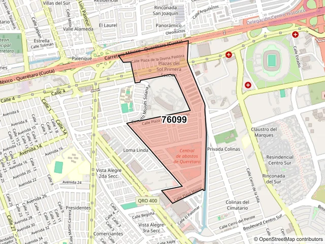 Mapa del código postal 76099, Querétaro, Querétaro