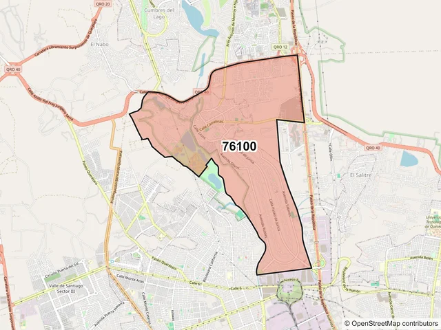 Mapa del código postal 76100, Querétaro, Querétaro