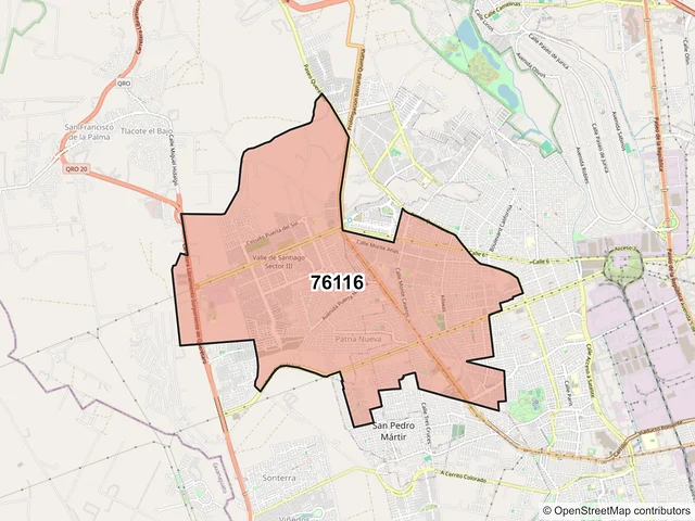 Mapa del código postal 76116, Querétaro, Querétaro