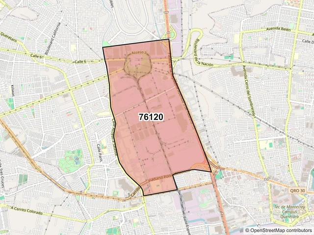 Mapa del código postal 76120, Querétaro, Querétaro