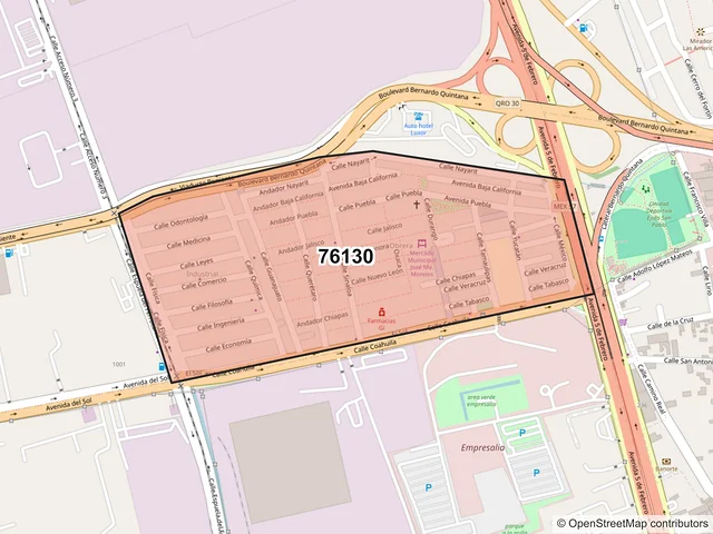 Mapa del código postal 76130, Querétaro, Querétaro