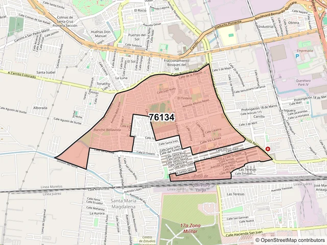 Mapa del código postal 76134, Querétaro, Querétaro