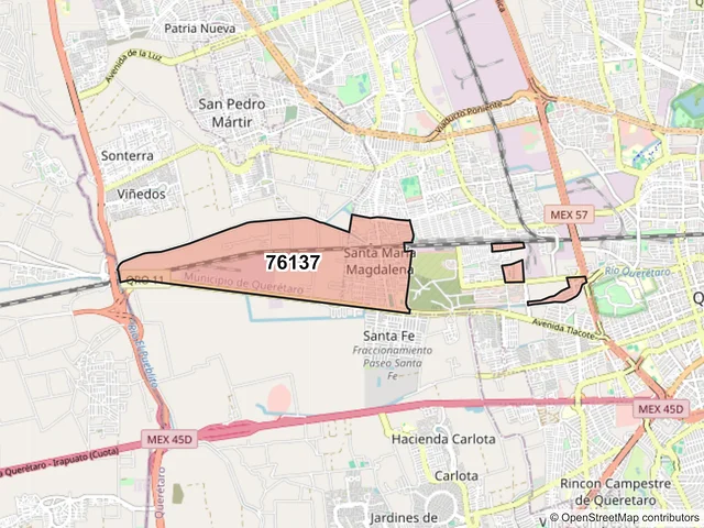 Mapa del código postal 76137, Querétaro, Querétaro