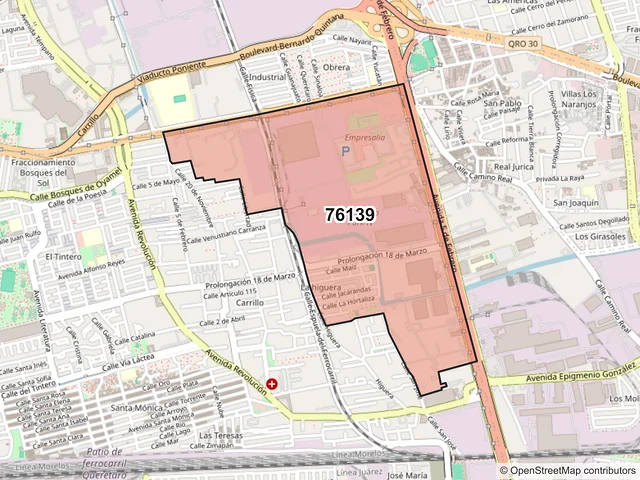 Mapa del código postal 76139, Querétaro, Querétaro