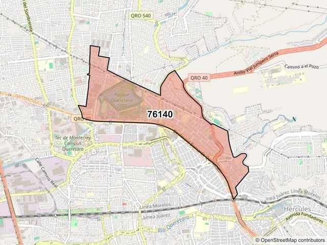 Mapa del código postal 76140, Querétaro, Querétaro