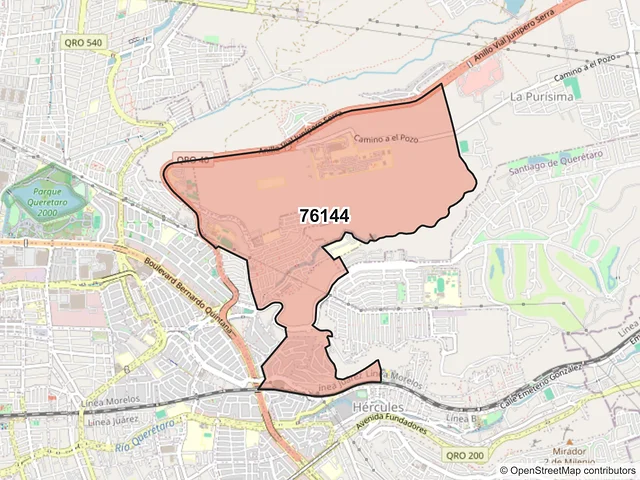 Mapa del código postal 76144, Querétaro, Querétaro