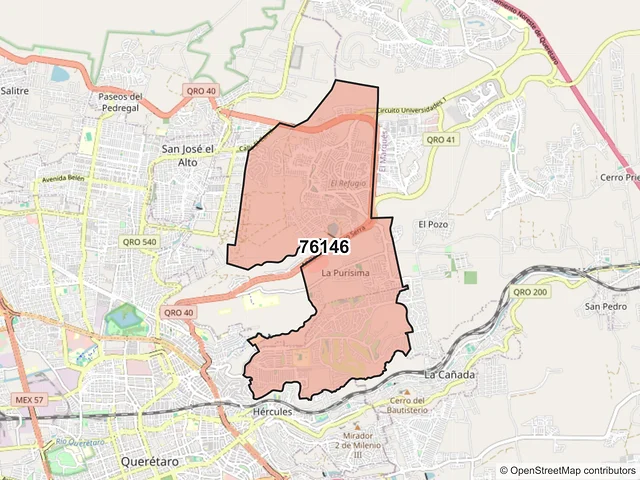 Mapa del código postal 76146, Querétaro, Querétaro