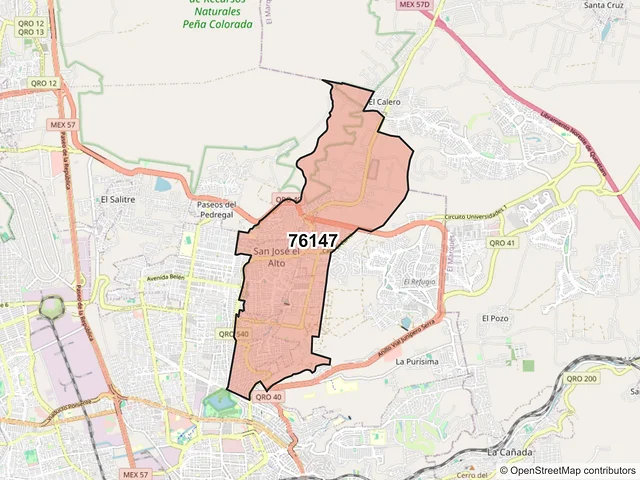 Mapa del código postal 76147, Querétaro, Querétaro