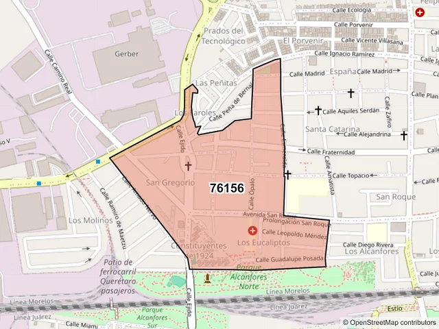 Mapa del código postal 76156, Querétaro, Querétaro