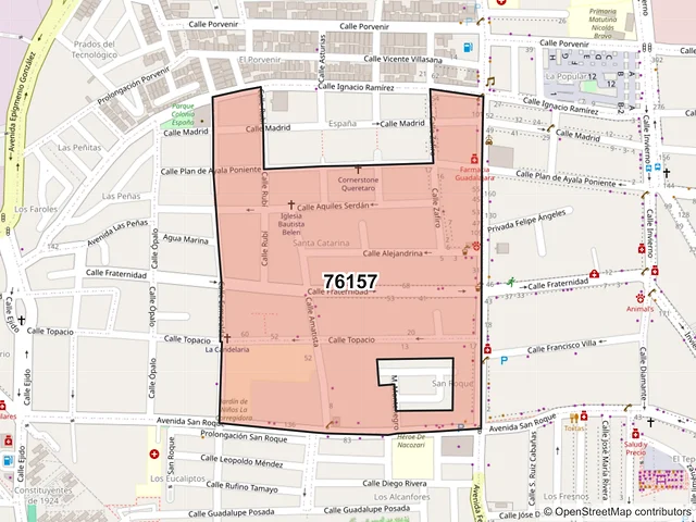Mapa del código postal 76157, Querétaro, Querétaro