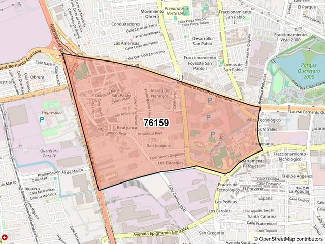 Mapa del código postal 76159, Querétaro, Querétaro
