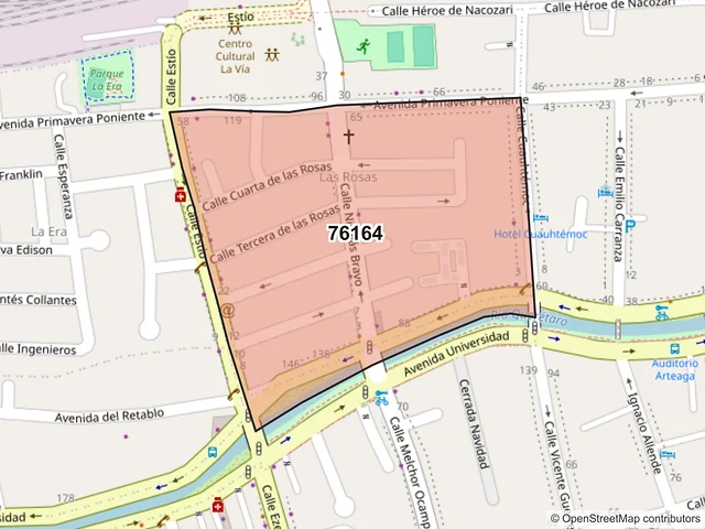 Mapa del código postal 76164, Querétaro, Querétaro