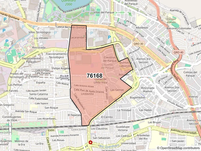 Mapa del código postal 76168, Querétaro, Querétaro