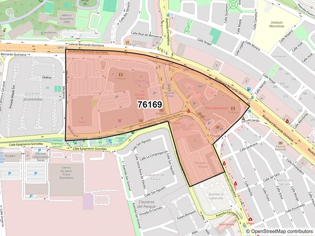 Mapa del código postal 76169, Querétaro, Querétaro