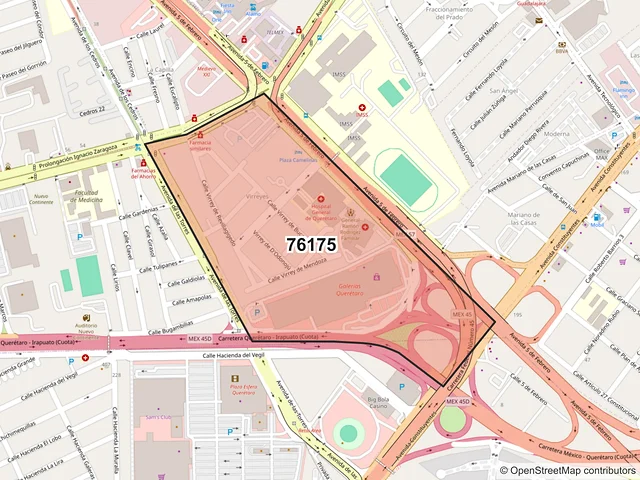 Mapa del código postal 76175, Querétaro, Querétaro