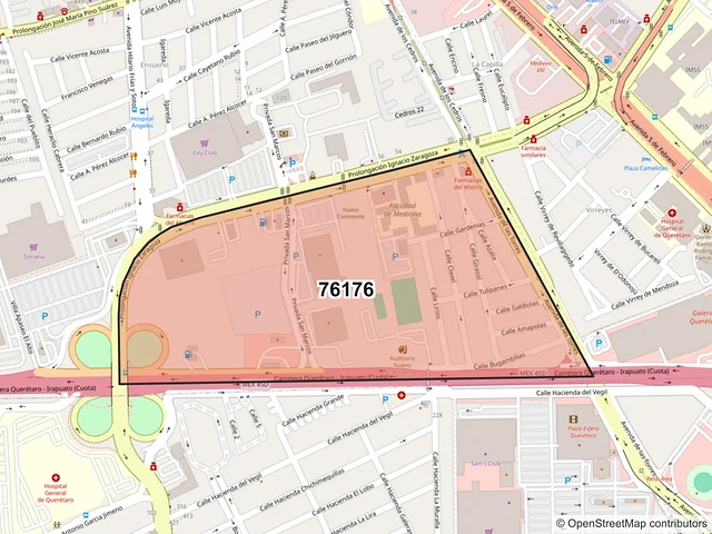 Mapa del código postal 76176, Querétaro, Querétaro