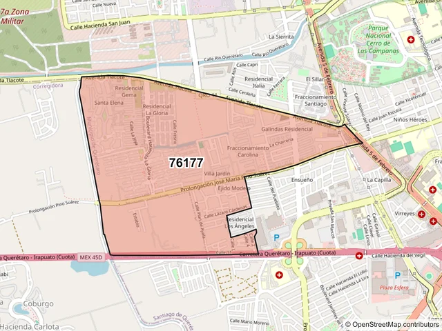 Mapa del código postal 76177, Querétaro, Querétaro