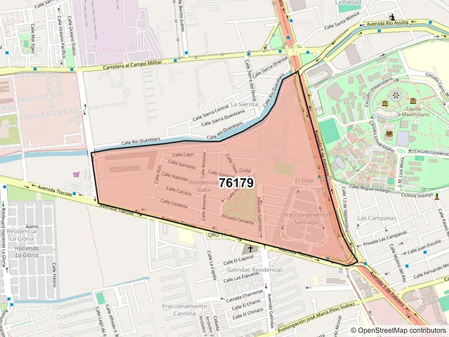 Mapa del código postal 76179, Querétaro, Querétaro