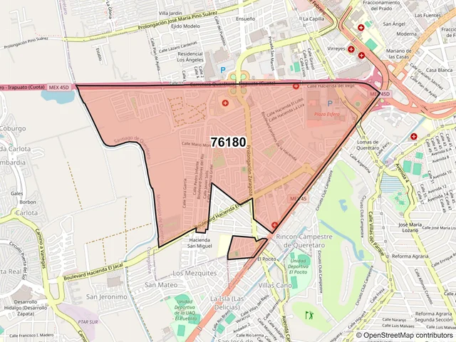 Mapa del código postal 76180, Querétaro, Querétaro