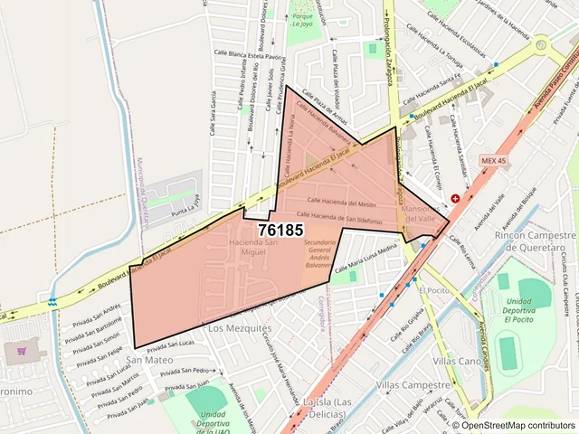 Mapa del código postal 76185, Querétaro, Querétaro