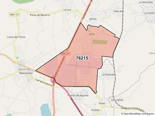 Mapa del código postal 76215, Querétaro, Querétaro