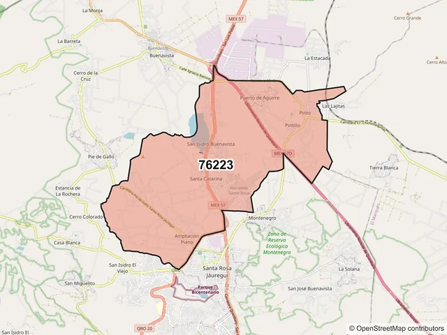 Mapa del código postal 76223, Querétaro, Querétaro