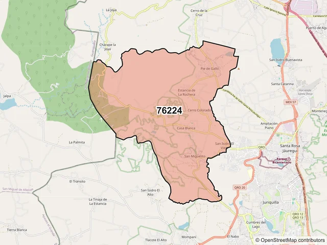 Mapa del código postal 76224, Querétaro, Querétaro