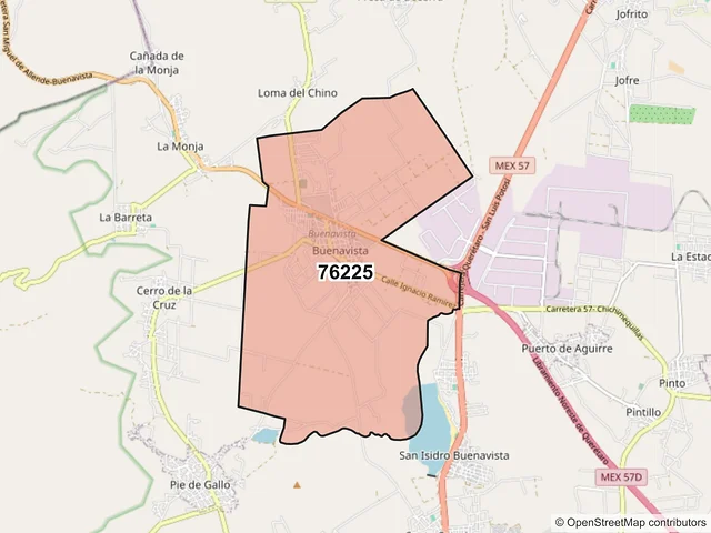 Mapa del código postal 76225, Querétaro, Querétaro