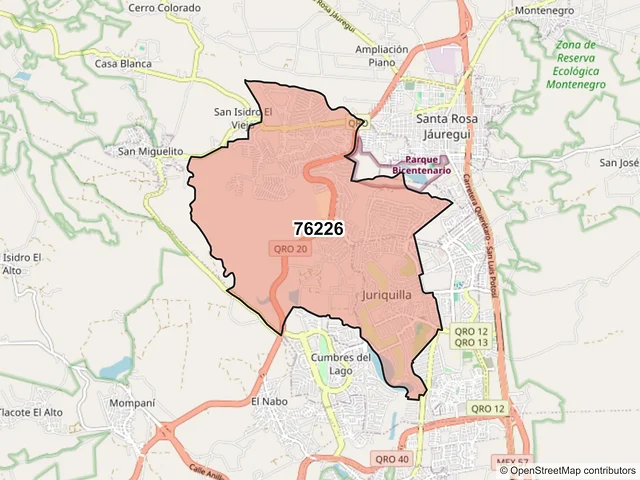 Mapa del código postal 76226, Querétaro, Querétaro