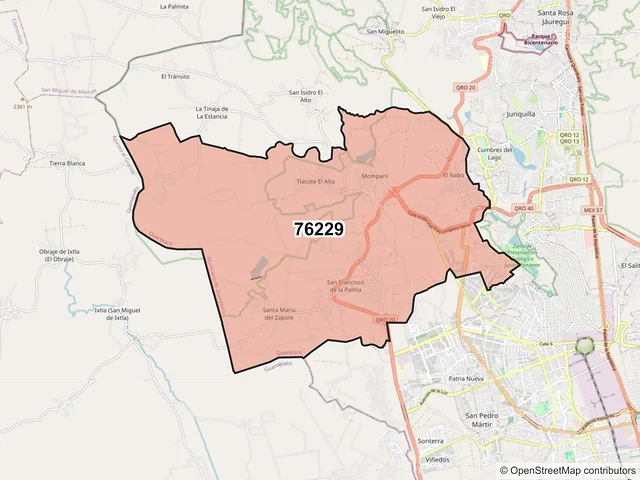 Mapa del código postal 76229, Querétaro, Querétaro