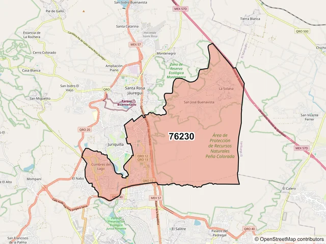 Mapa del código postal 76230, Querétaro, Querétaro