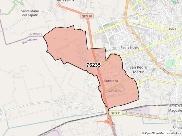 Mapa del código postal 76235, Querétaro, Querétaro