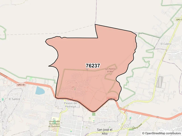 Mapa del código postal 76237, Querétaro, Querétaro