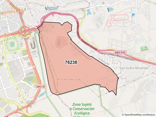 Mapa del código postal 76238, Querétaro, Querétaro