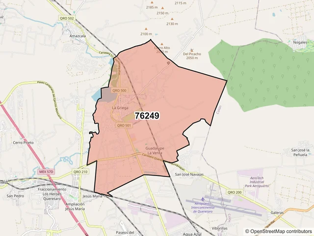 Mapa del código postal 76249, El Marqués, Querétaro