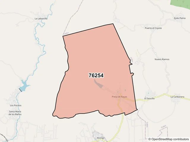 Mapa del código postal 76254, El Marqués, Querétaro