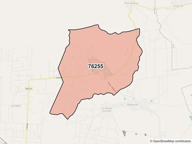 Mapa del código postal 76255, El Marqués, Querétaro