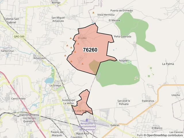 Mapa del código postal 76260, El Marqués, Querétaro