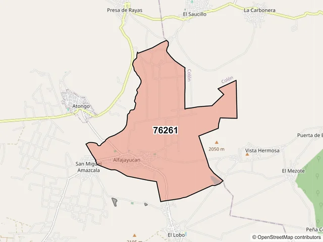 Mapa del código postal 76261, El Marqués, Querétaro
